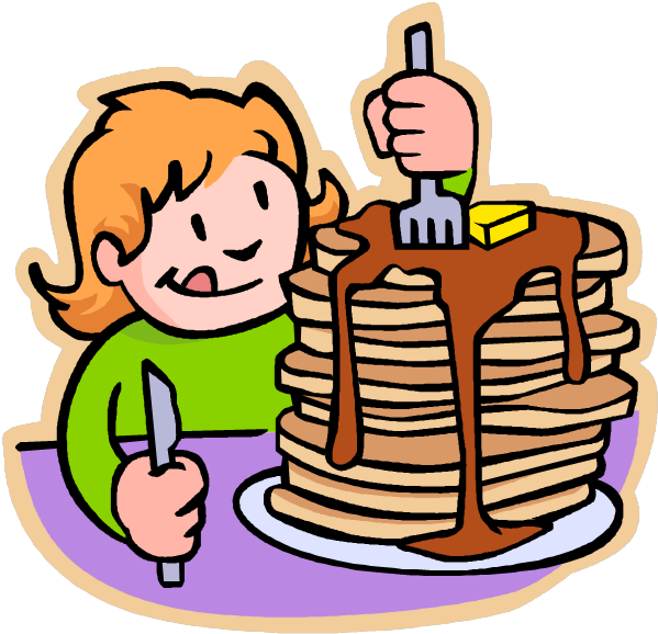 A Cartoon Of A Girl Eating Pancakes