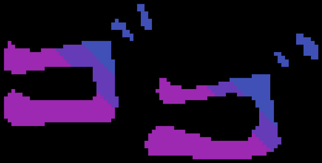 A Purple And Blue Pixelated Objects