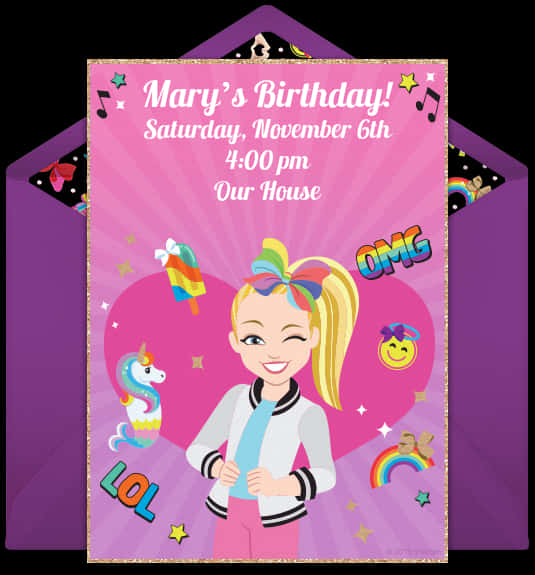A Birthday Invitation With A Cartoon Character