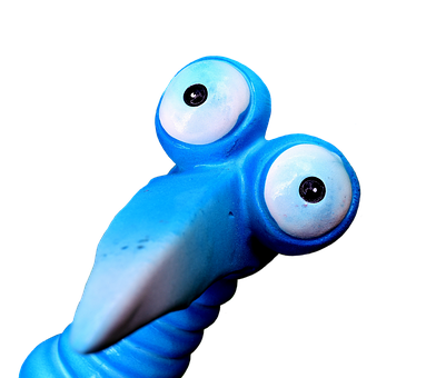A Blue Plastic Toy With Large Eyes