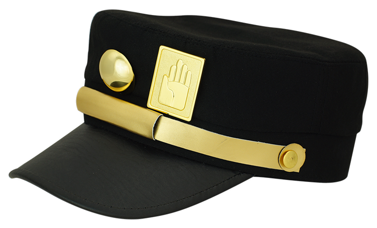 A Black Hat With Gold Accents