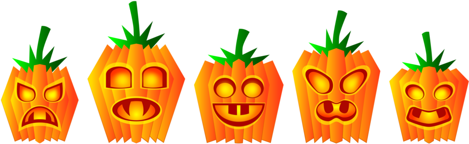 A Group Of Carved Pumpkins