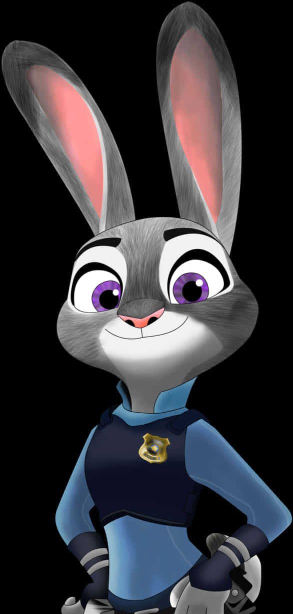 A Cartoon Rabbit With A Police Uniform