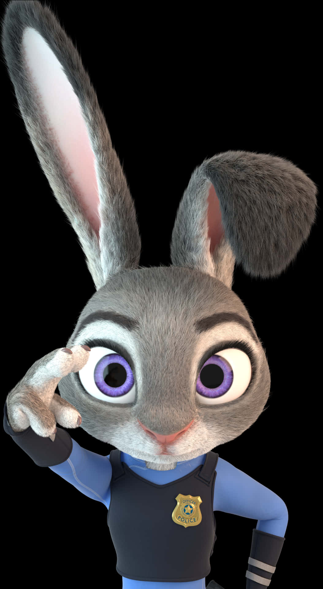 A Cartoon Rabbit With A Finger On The Eye