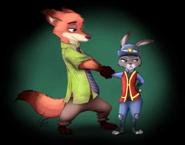 A Cartoon Of A Fox And A Rabbit