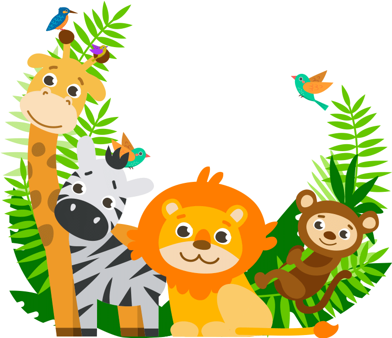 A Group Of Animals Next To Plants