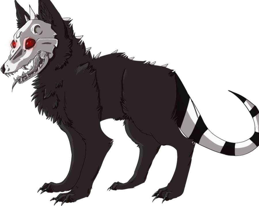 A Cartoon Of A Black Wolf With A White And Red Eye