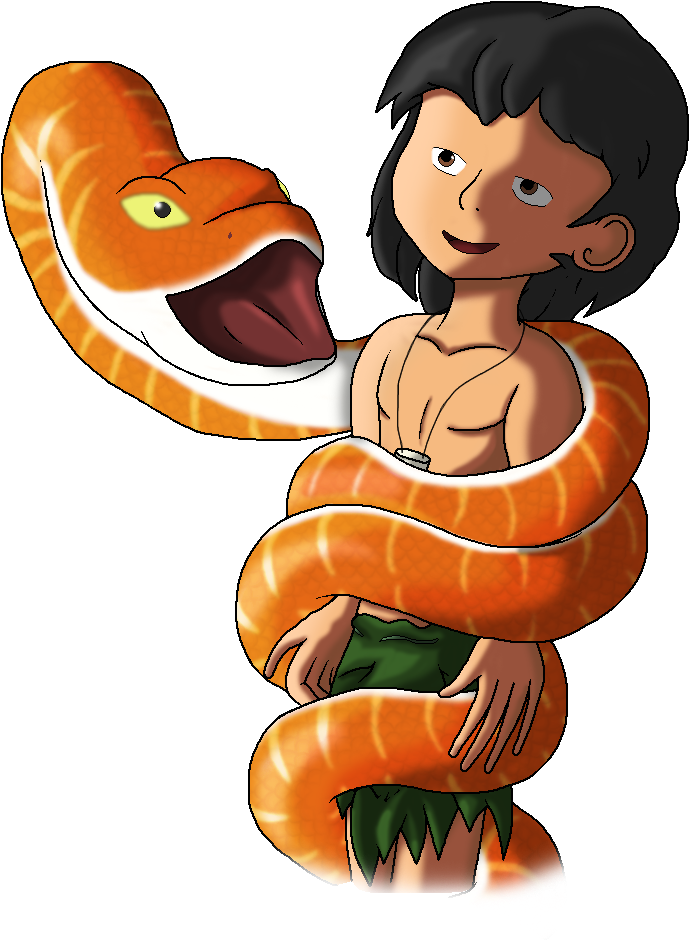 Cartoon A Cartoon Of A Boy Holding A Snake