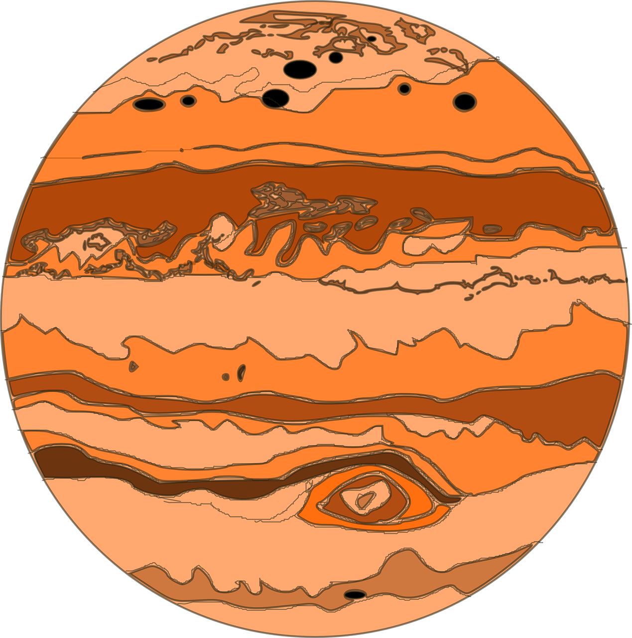 A Planet With Orange Lines