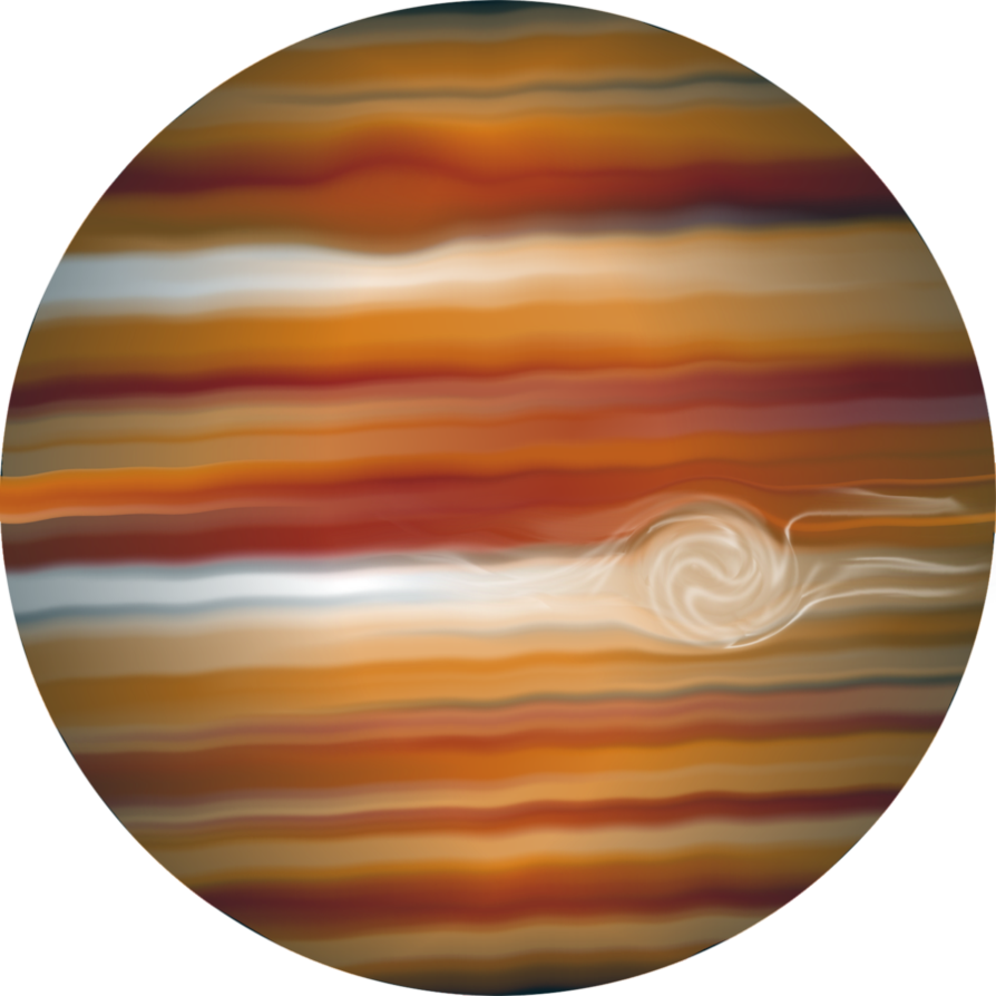 A Planet With A Swirl Of White And Orange Stripes