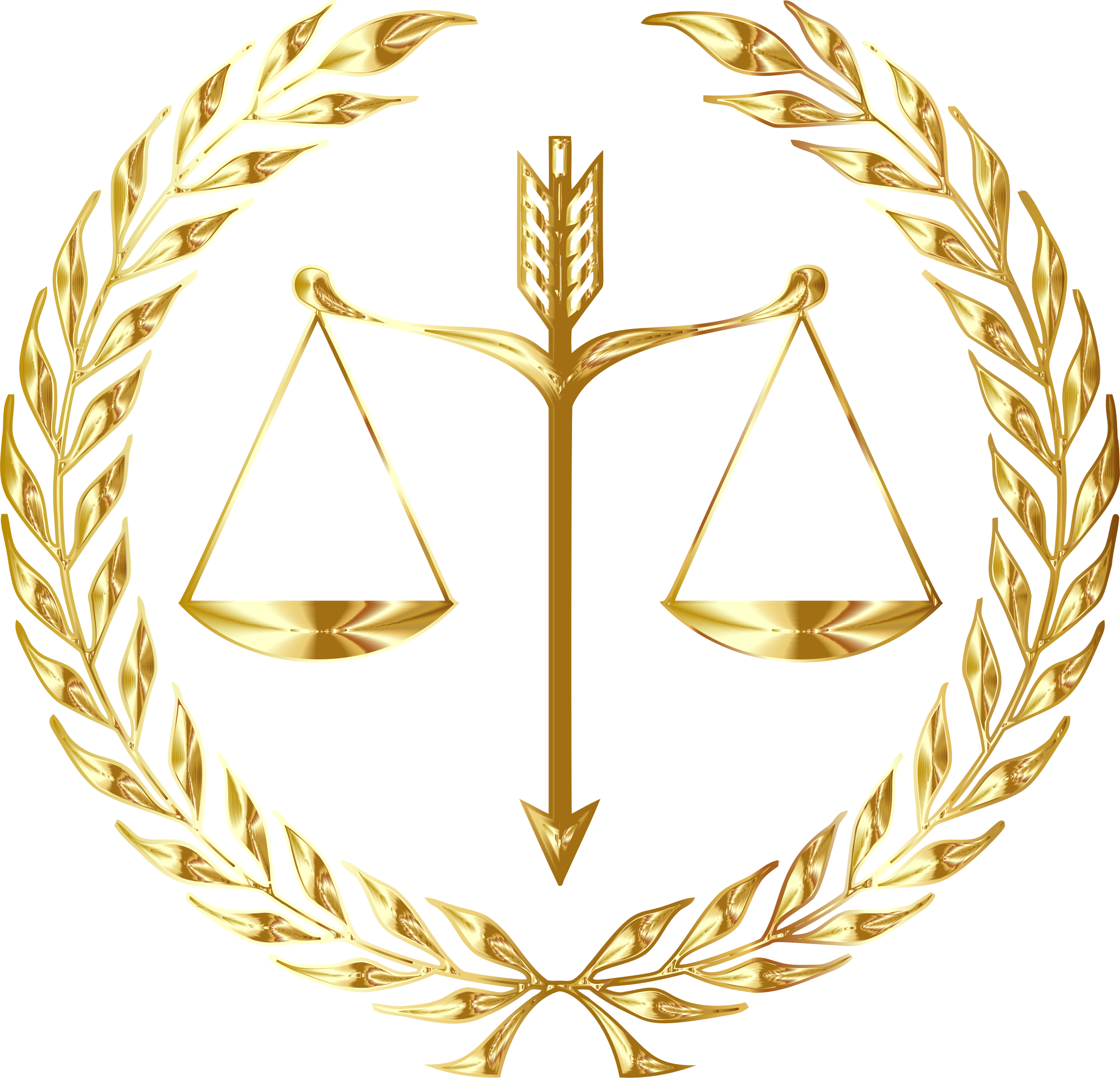 A Gold Laurel Wreath With Scales Of Justice