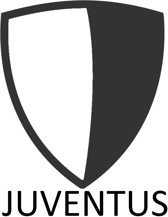 A Black And White Shield With White Text