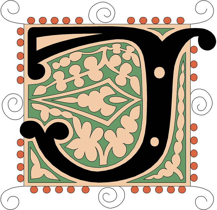 A Letter In A Square With A Green And Black Design