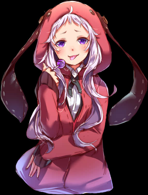 A Cartoon Of A Girl With Long Hair Wearing A Red Hoodie
