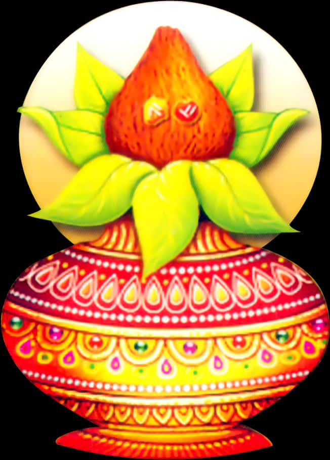 A Colorful Vase With Leaves