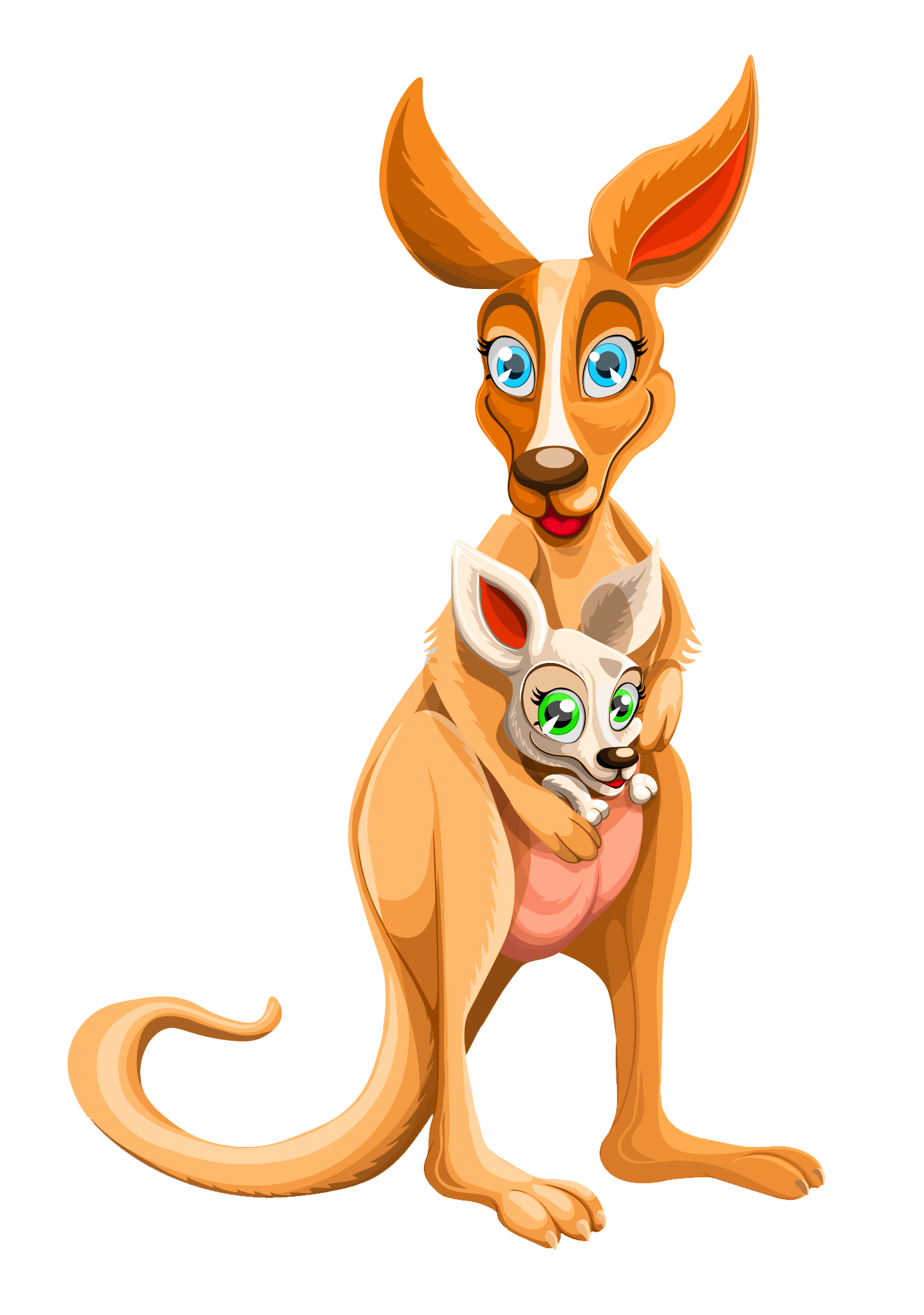 A Cartoon Kangaroo Holding A Baby
