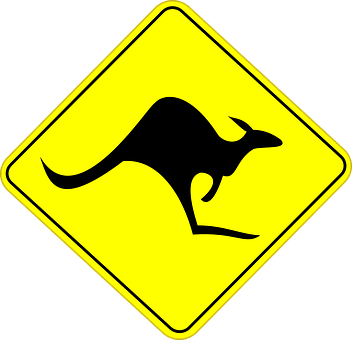 A Yellow Sign With A Kangaroo Silhouette