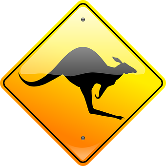 A Yellow Sign With A Kangaroo Silhouette