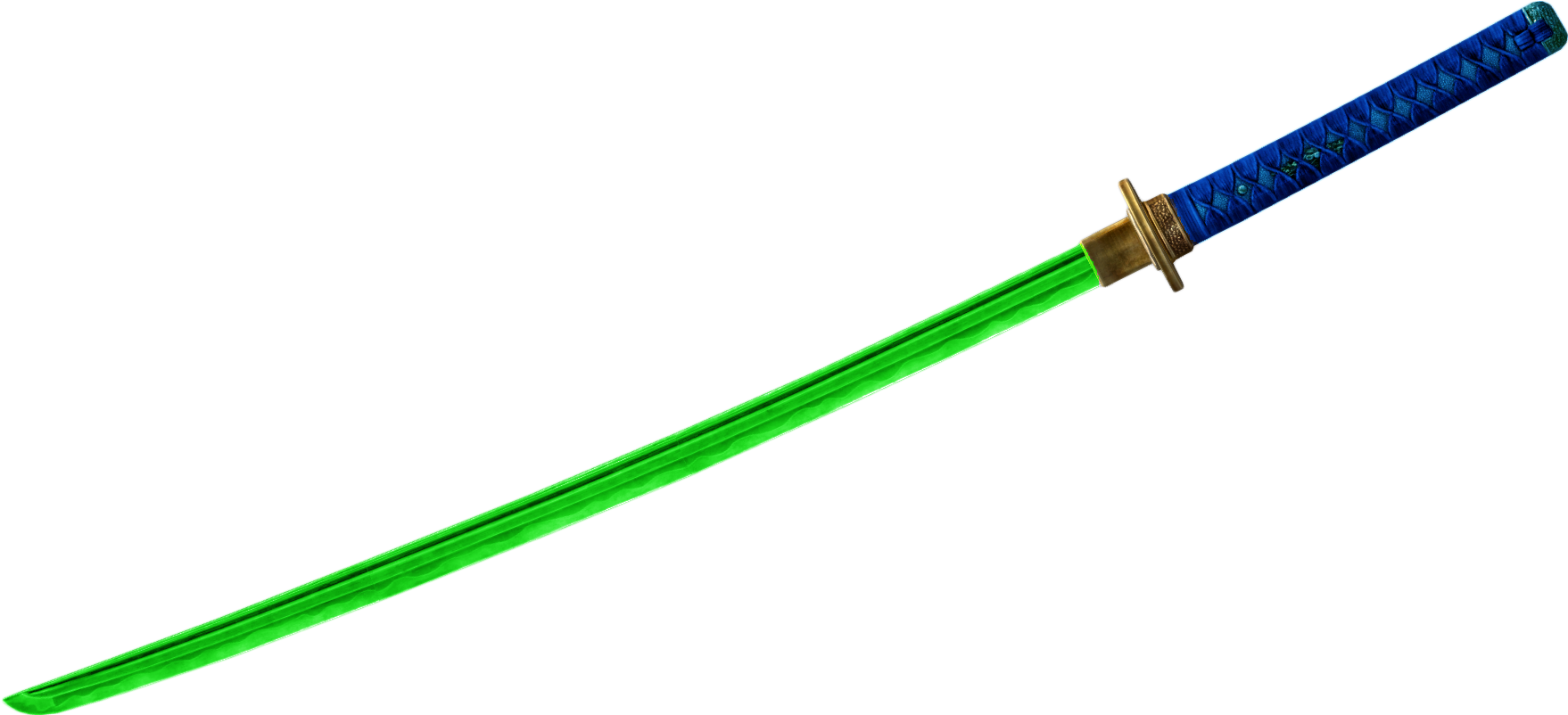 A Green Sword With A Gold Handle