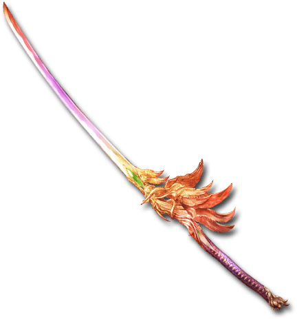 A Sword With Gold And Purple Handle