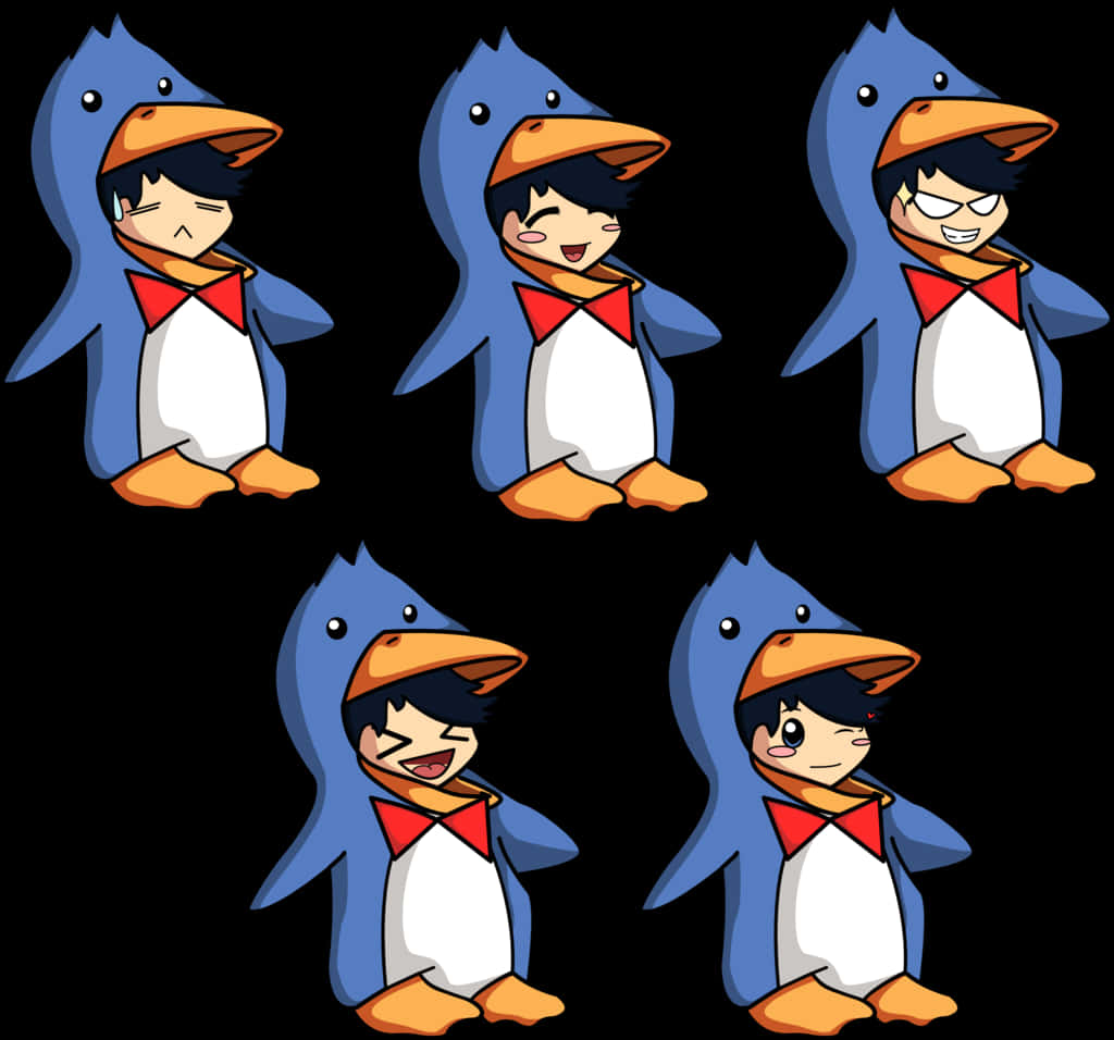 A Cartoon Of A Boy In A Penguin Garment