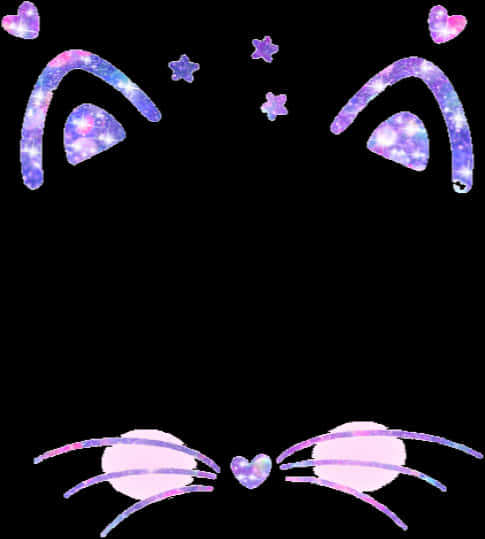 A Cat Face With Stars And Ears