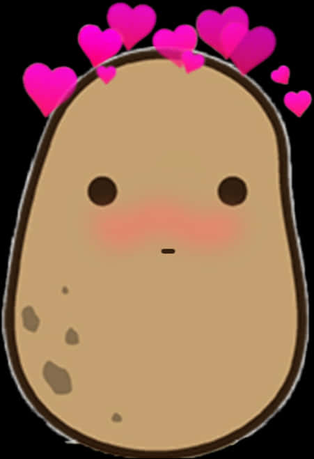 A Cartoon Potato With Pink Hearts On It