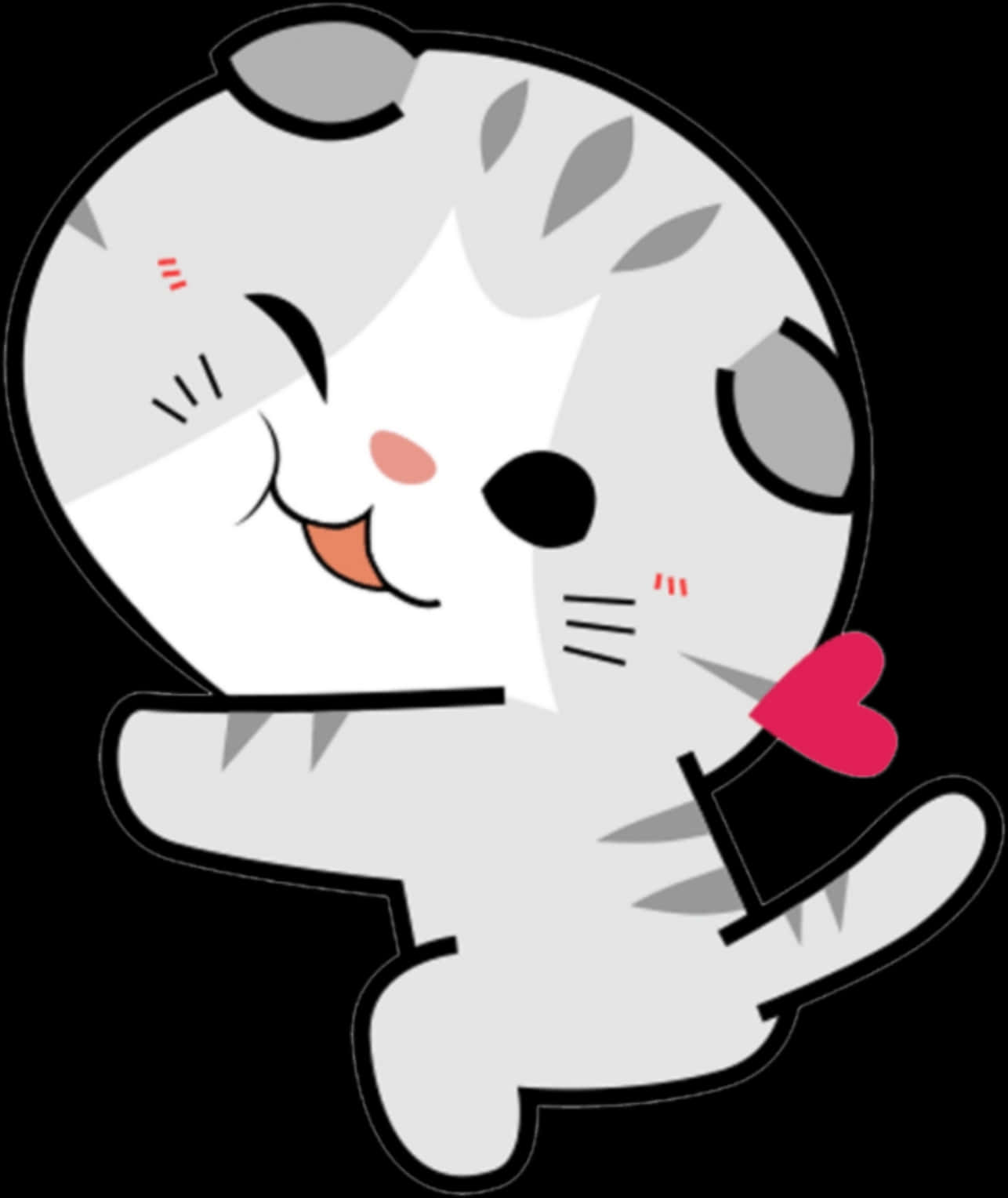 Kawaii Cat Winking And Hugging