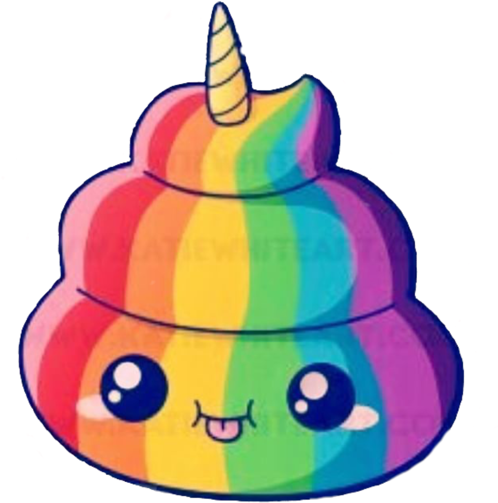A Rainbow Colored Poop With A Horn