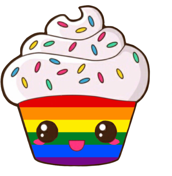 A Cartoon Of A Rainbow Cupcake