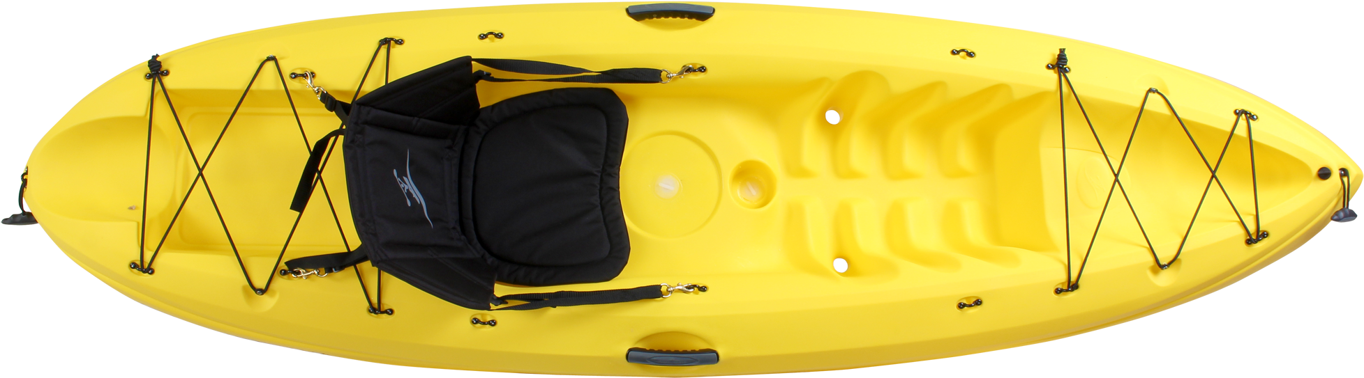 A Yellow Plastic Boat With A Black Seat