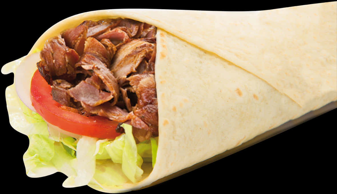 A Burrito With Meat And Vegetables
