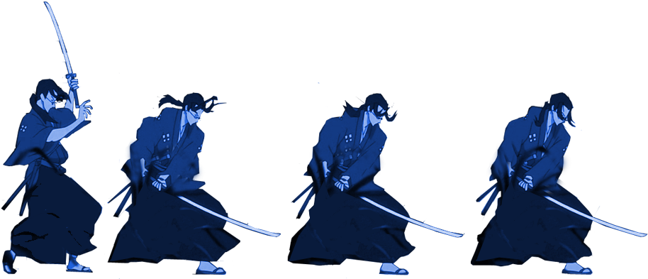 A Couple Of Men In Blue Robes With Swords