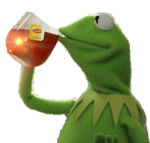 A Green Frog Puppet Drinking From A Glass Cup