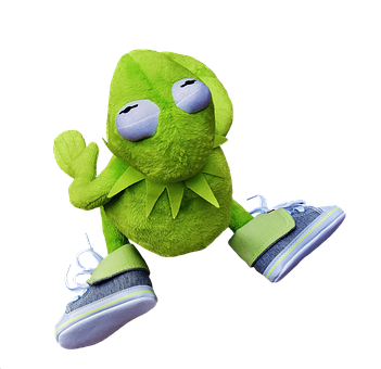 A Green Stuffed Animal With Shoes