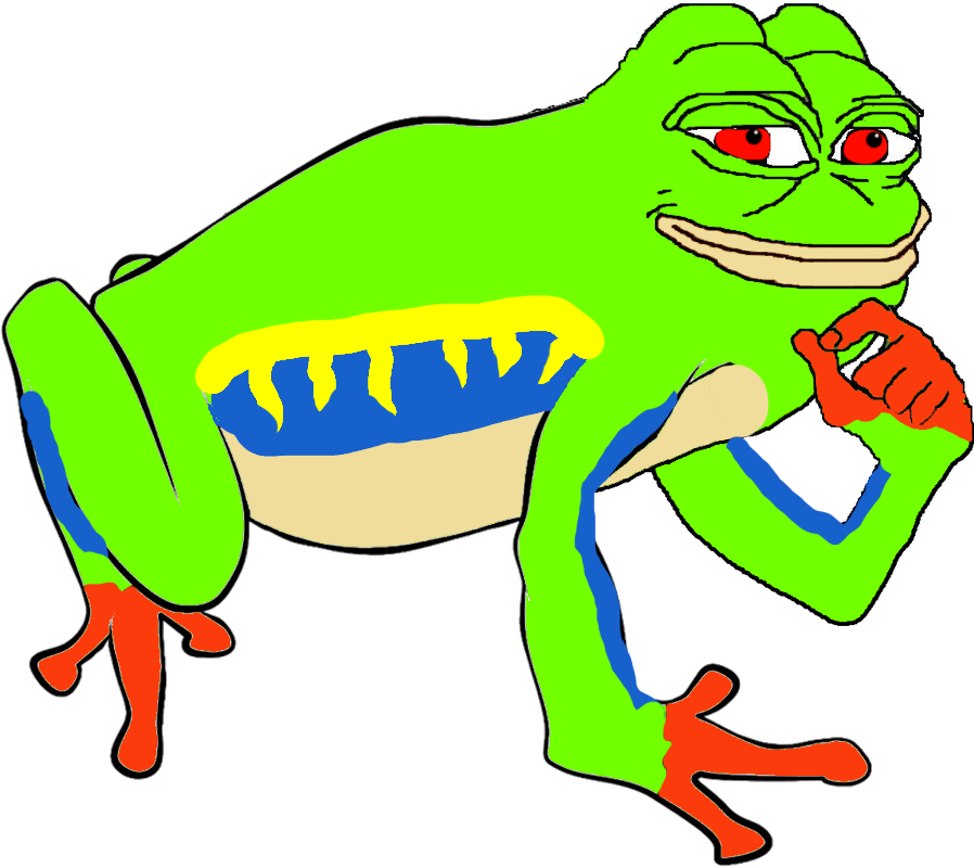 A Cartoon Frog With Red Eyes