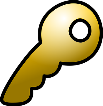 A Gold Key With A Black Circle