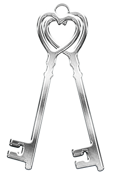 A Pair Of Keys With A Heart Shaped Design