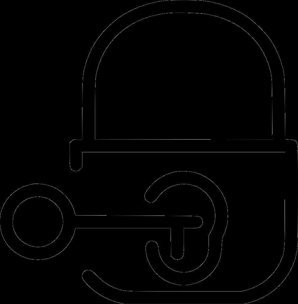 A Black And White Outline Of A Lock And Key