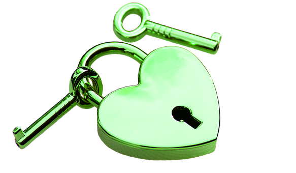 Light Green Heart Padlock With Key