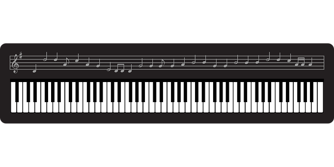 A Piano Keyboard With Notes
