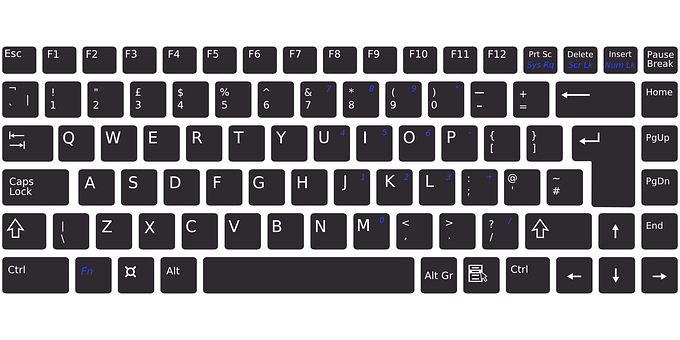 A Keyboard With White Text