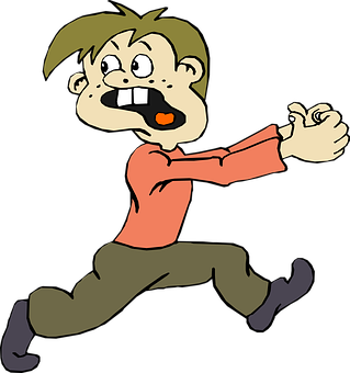 A Cartoon Of A Boy Running