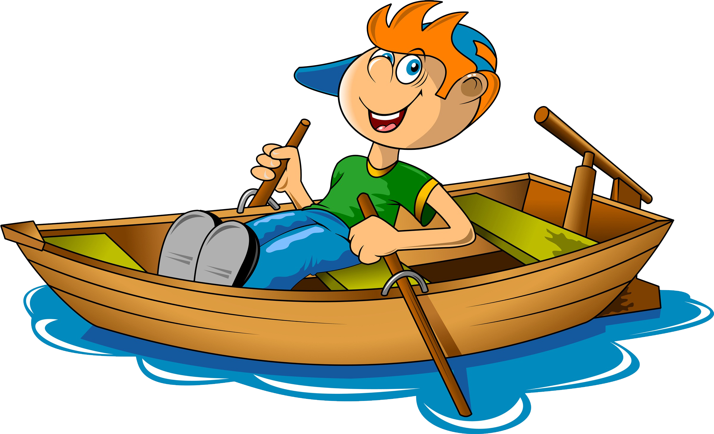 A Cartoon Of A Boy In A Boat
