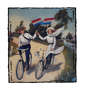 A Man And Woman Riding Bicycles