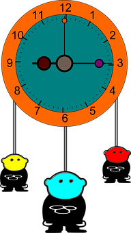 A Clock With Colorful Faces