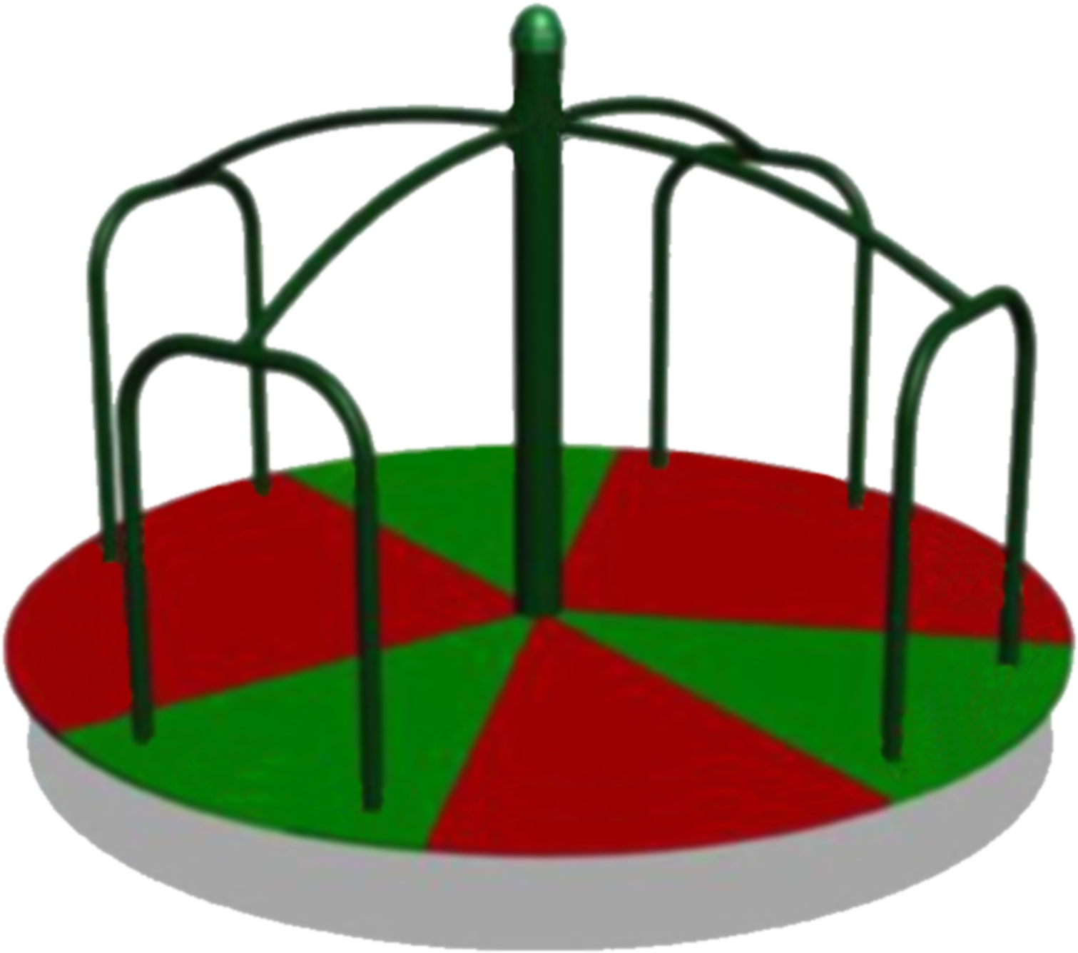A Merry Go Round With A Red And Green Circle