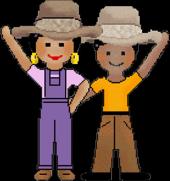 A Couple Of People Wearing Hats