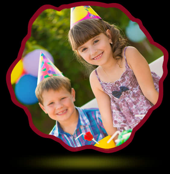 A Boy And Girl Wearing Party Hats