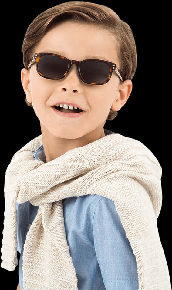 A Boy Wearing Sunglasses And A Scarf